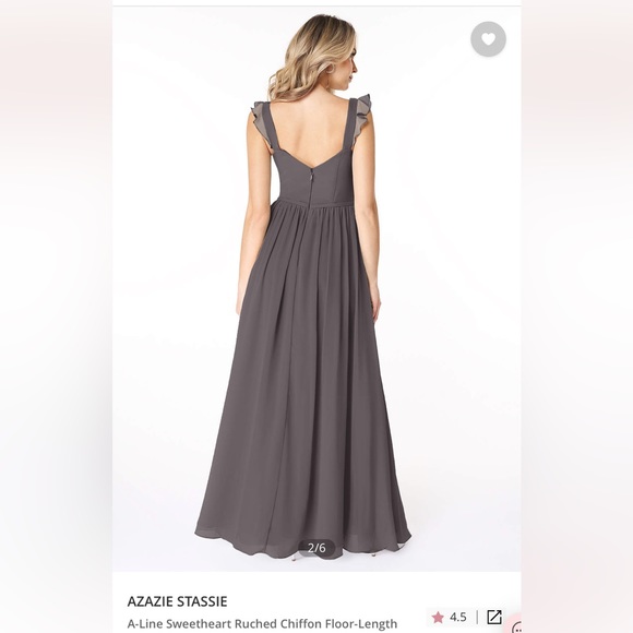 Azazie bridesmaid dress in steel grey - custom sizing approx size 6 - Picture 2 of 8